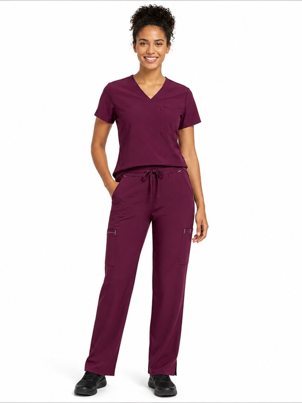 Scrubstar Wine Cargo Scrub Pants Drawstring Stretch XL